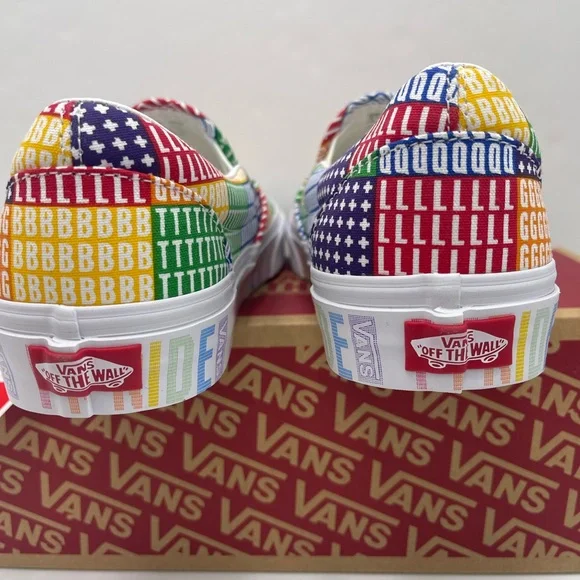 Vans Men’s Multicolor Classic Slip-On (Pride) Multi/True White Sneakers - Picture 4 of 16